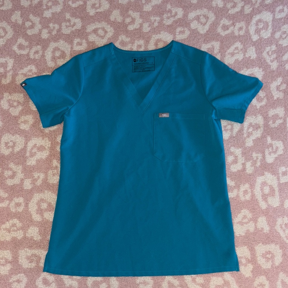 Figs Blue V-Neck Scrub Top